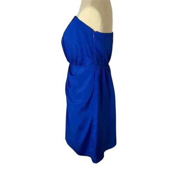 Express Women's Strapless Faux Wrap Dress Size 8 Royal Blue Formal Elegant - Picture 9 of 11